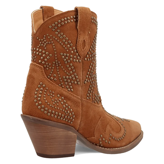 Dingo Women's Seein' Stars Suede Leather Bootie in Camel