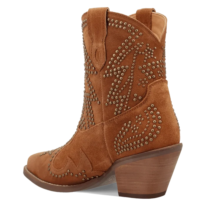 Dingo Women's Seein' Stars Suede Leather Bootie in Camel