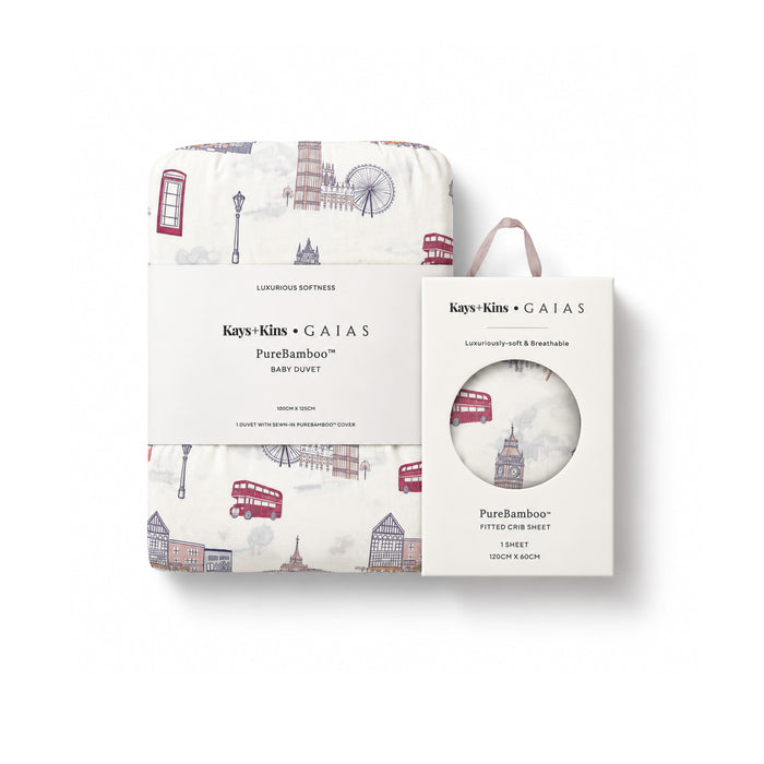 Duvet + Fitted Crib Sheet Set - London Dream