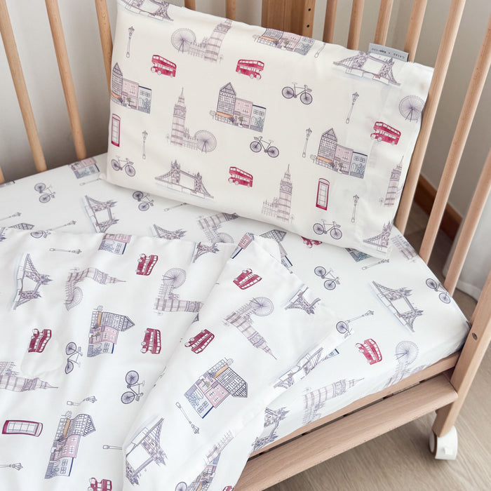 Duvet + Fitted Crib Sheet Set - London Dream