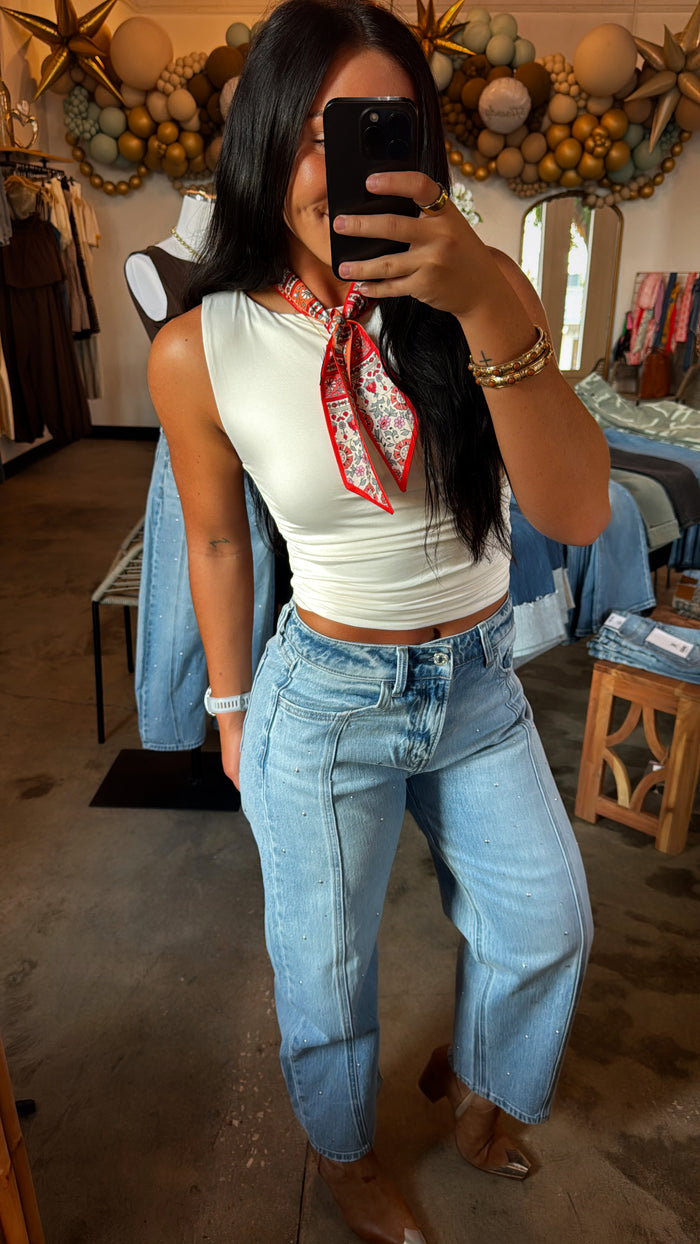 Embellished Barrel Jeans