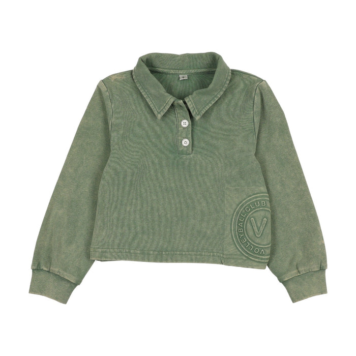 Embossed Volleyball Long Sleeve Polo