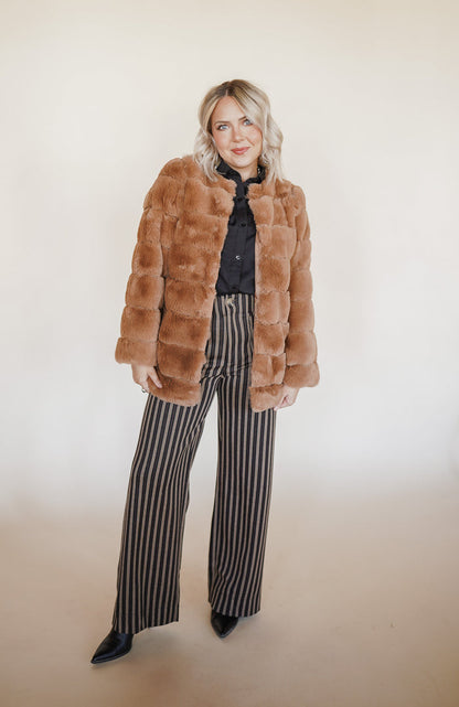 Faux Fur Coat in Tan