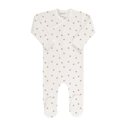 Floral Pink Dot Zipper Footie
