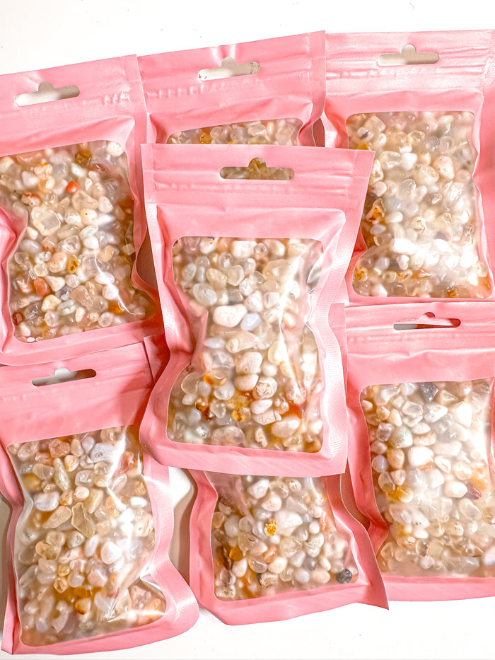 Flower agate Crystal Chip Bag