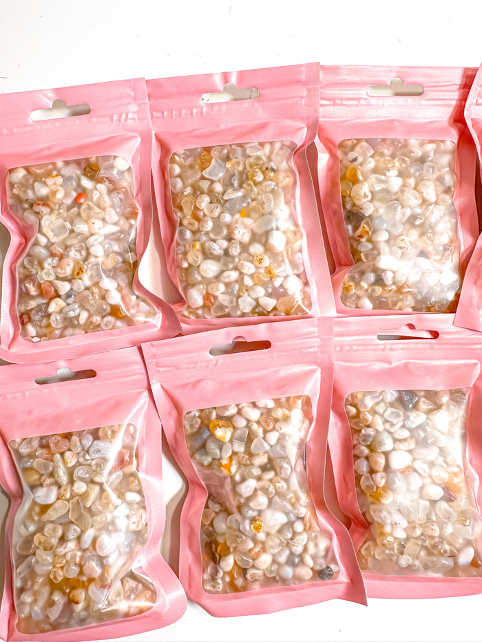 Flower agate Crystal Chip Bag