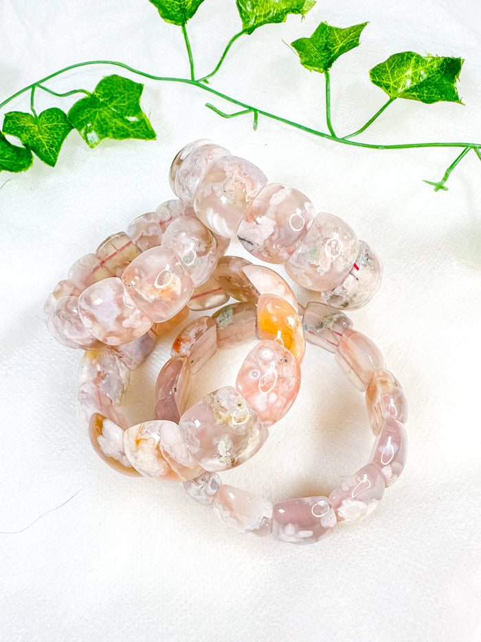Flower Agate Rectangular Bangle