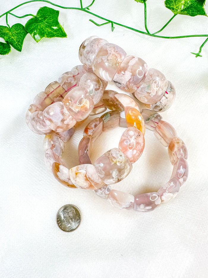 Flower Agate Rectangular Bangle