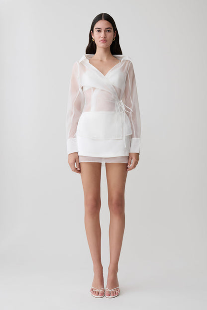 Frankie Satin Mini Skirt - White