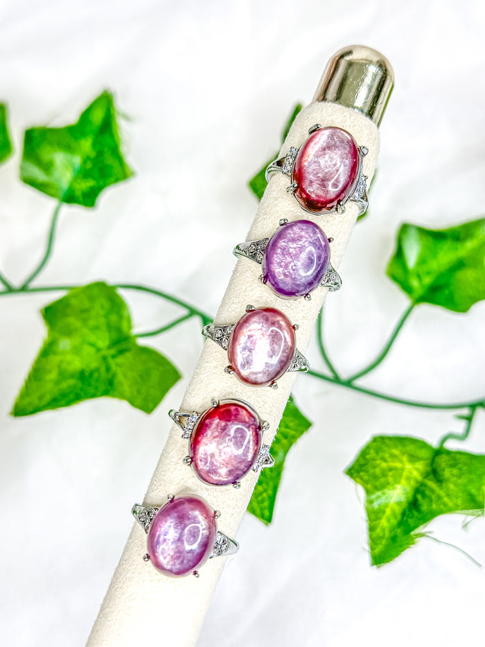 Gem Lepidolite Ring (adjustable)