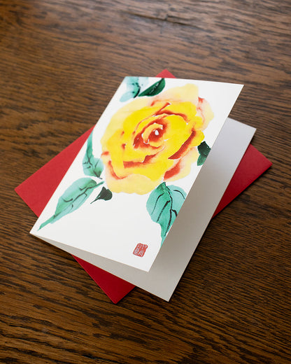 Greeting Cards, Card with Envelope, Yellow Portland City Rose