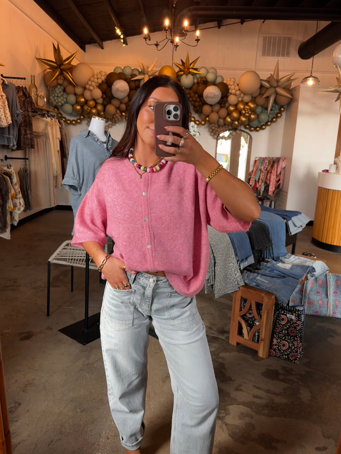 Guava Pink Knit Cardigan