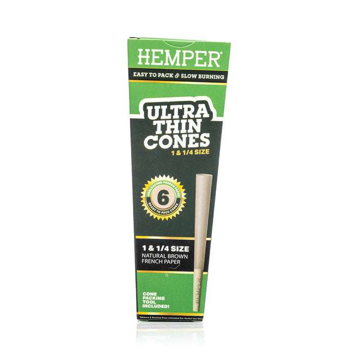 Ultra Thin Pre-Rolled Cones French Unbleached Paper - 6 Pack - 1 1/4 Size
