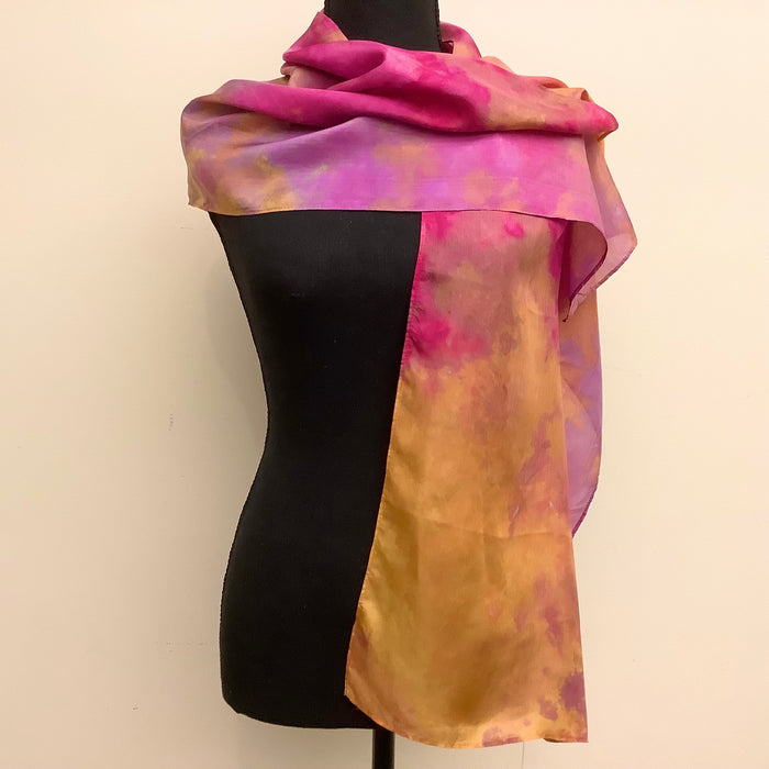 Ice Dyed Silk Satin Scarf Small - O'Keeffe