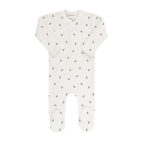 Ivory/Blue Berry Zipper Footie