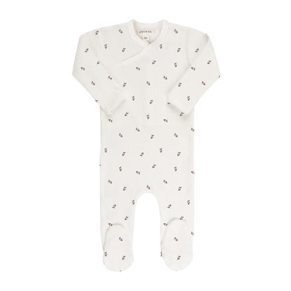 Ivory/Plum Berry Zipper Footie