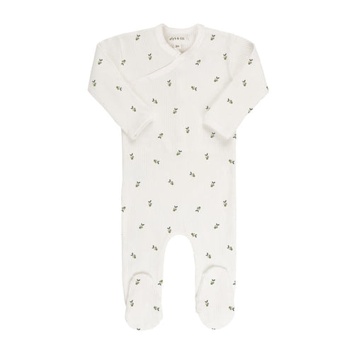 Ivory/Sage Berry Zipper Footie