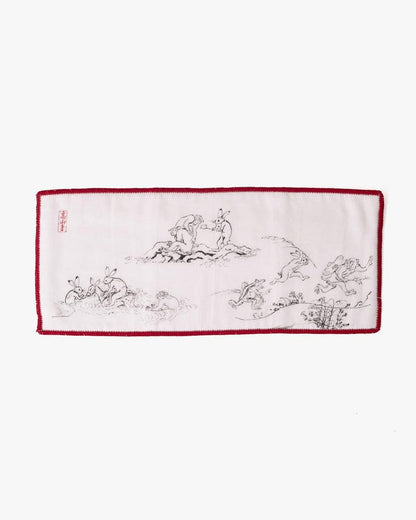 Japanese Handkerchief, Microfiber Reversible Rectangle, Choju-giga White