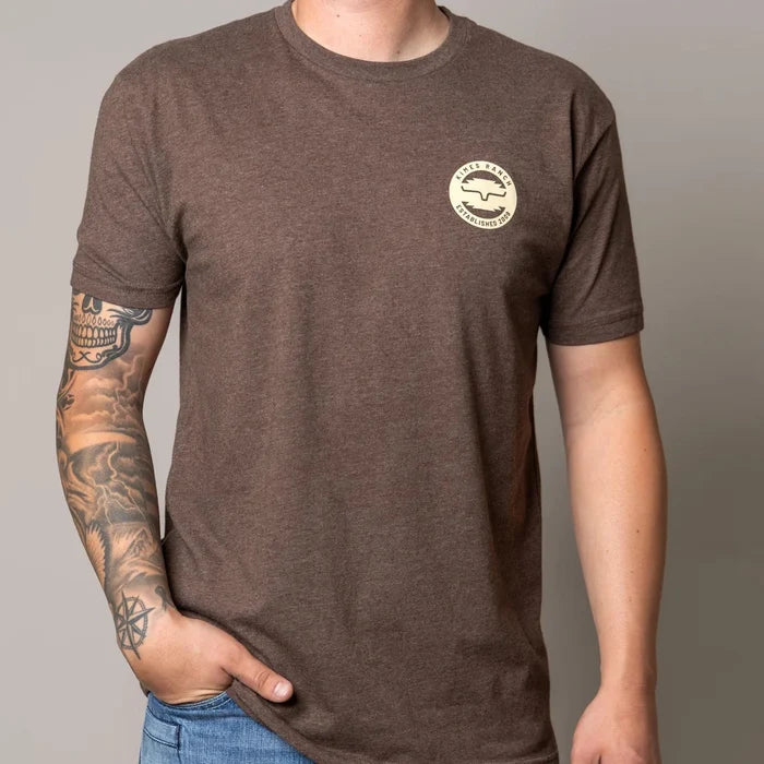 Kimes Ranch Wood Stamp T-Shirt in Heather Espresso