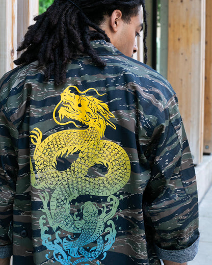 Kiriko Custom Military Camo Jacket, Koi / Dragon Jacket with Patches