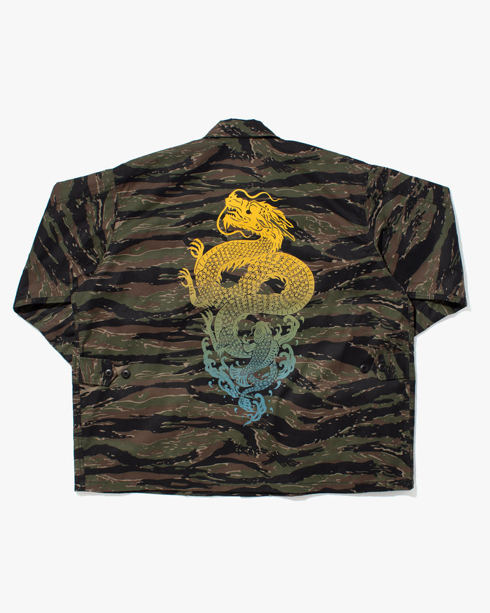 Kiriko Custom Military Camo Jacket, Koi / Dragon Jacket with Patches