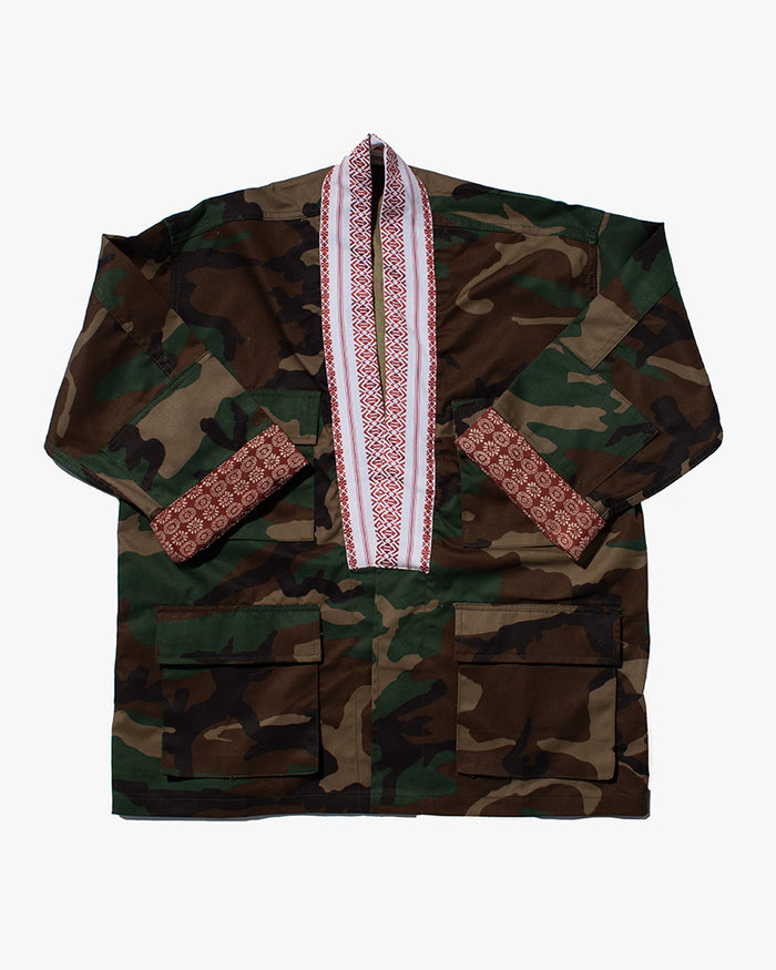 Kiriko Custom Military Jacket, Camo Patched, Pheasant