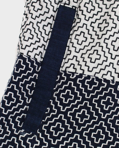Kiriko Custom Modern Hitomezashi Dougi Jacket, Navy and White Split 02
