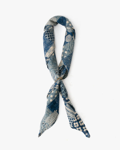 Kiriko Original Bandana, Classic, Small Washed Indigo Patchwork Style