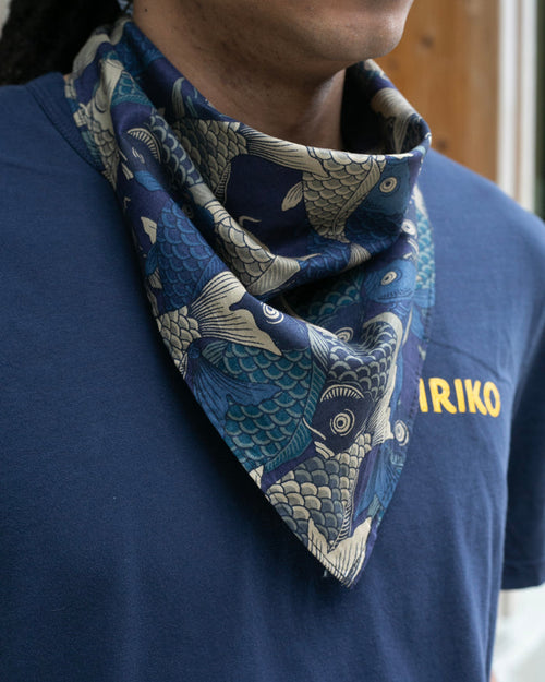 Kiriko Original Bandana, Koi Fish, Shades of Blue