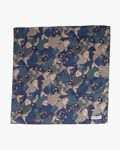 Kiriko Original Bandana, Koi Fish, Shades of Blue