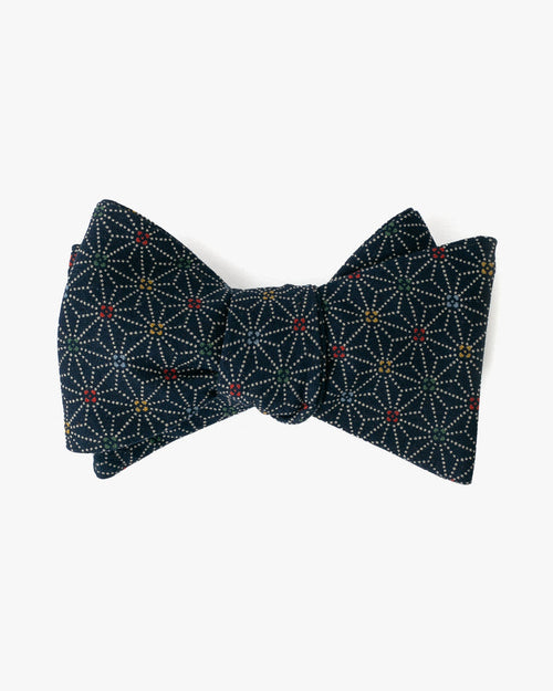 Indigo asanoha bow tie by Kiriko Made