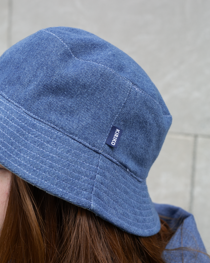 Kiriko Original Bucket Hat, Reversible, Patched Light Denim