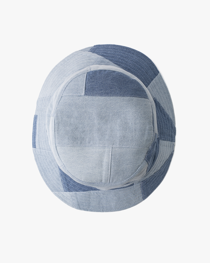 Kiriko Original Bucket Hat, Reversible, Patched Light Denim