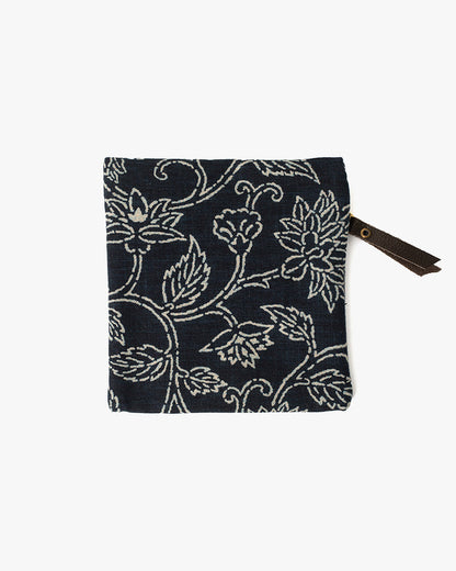 Kiriko Original Flat Zipper Pouch, Small, Indigo Katazome