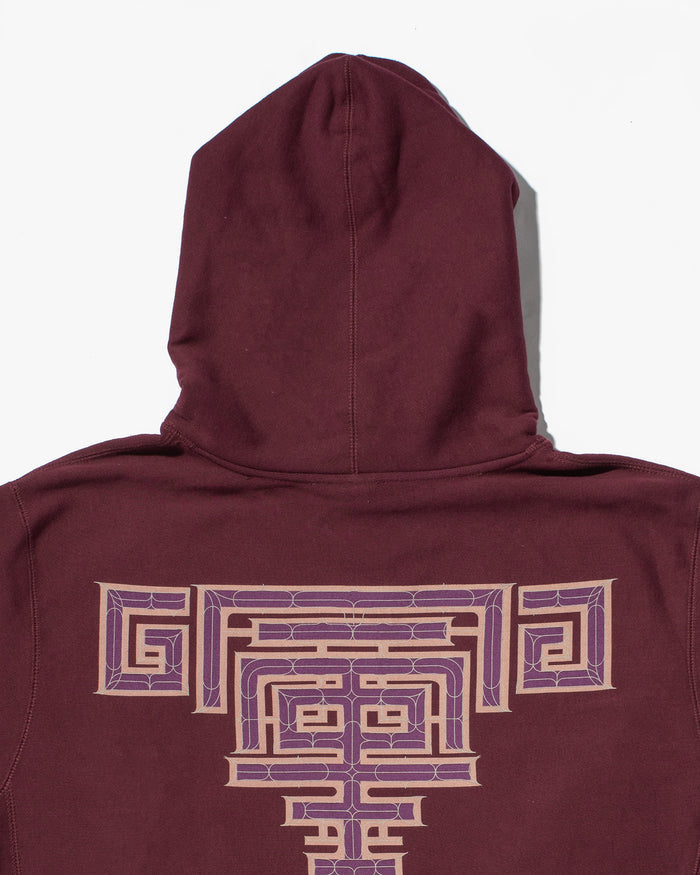 Kiriko Original Hoodie, Printed Ainu, Maroon