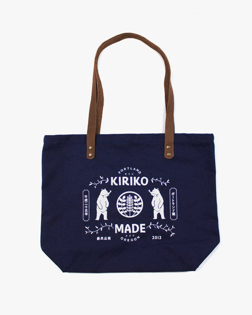 Kiriko Original Large Tote Bag, Canvas, Navy Bear