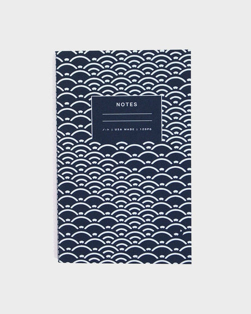 Kiriko Original Lined Notebook, Blue Seigaiha