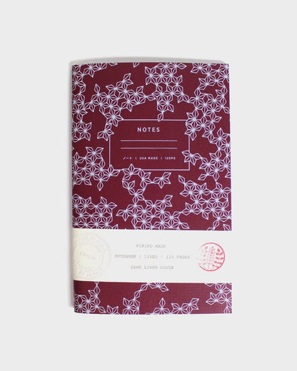 Kiriko Original Lined Notebook, Red Asanoha