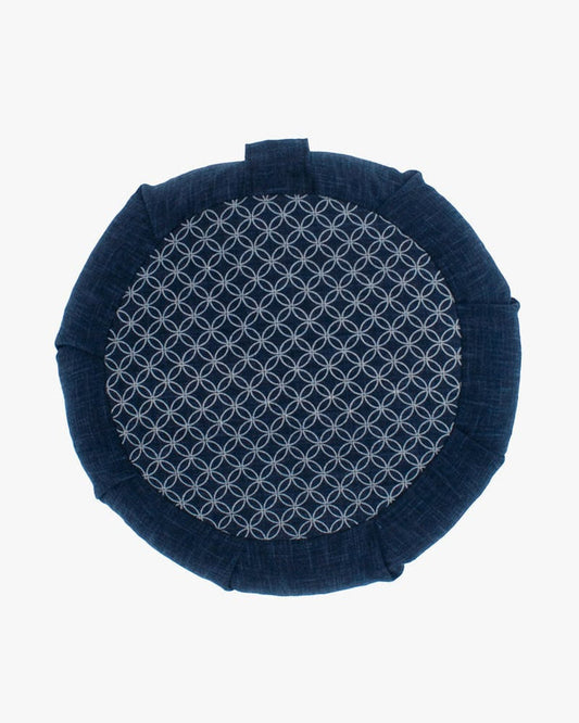 Kiriko Original Meditation Pillow, Two-Tone Zafu, Solid Indigo and Shippou