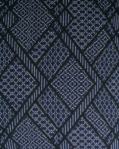Kiriko Original Pillow, Navy with Black Diamonds and White patterns