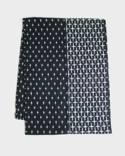 Kiriko Original Scarf, Double Split, White and Indigo, Jyuji