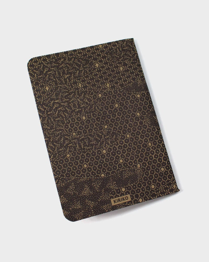 Kiriko Original Small Notebook, Katazome Pattern, Black Mist