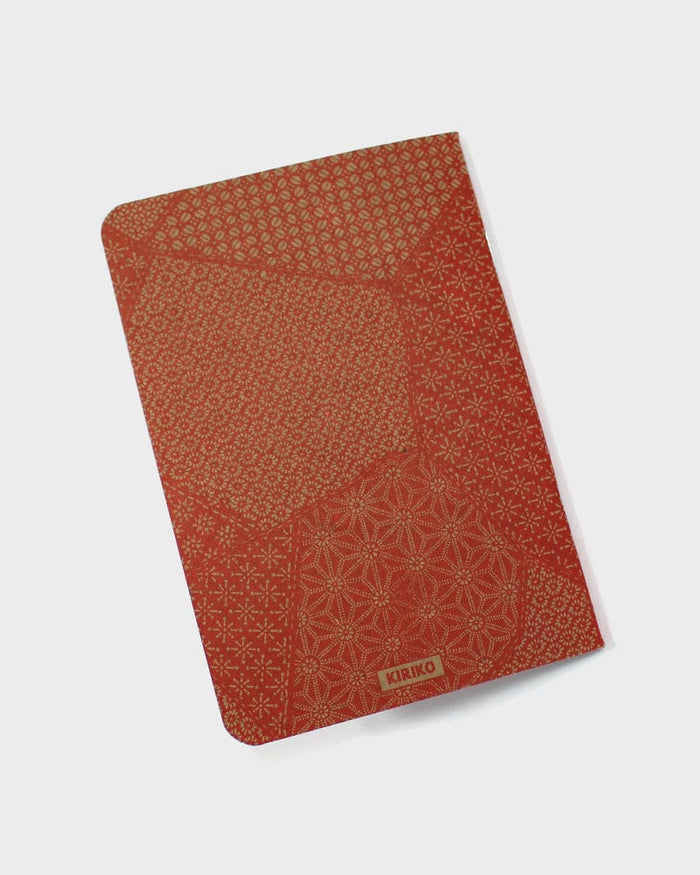 Kiriko Original Small Notebook, Katazome Pattern, Red Lines