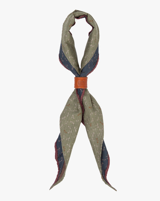 Kiriko Original Split Neckerchief, Red Same Komon and Green Tonbo