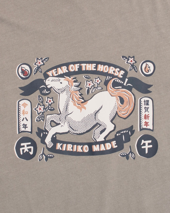 Kiriko Original Tee, 6 oz. Cotton, Gray with Year of the Horse