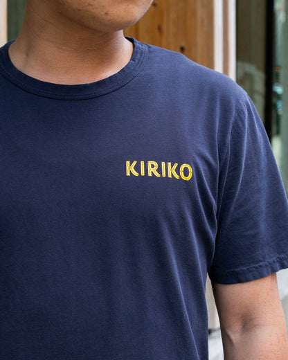 Kiriko Original Tee, 6 oz Cotton, Navy with Yellow Gradient Koi-Dragon