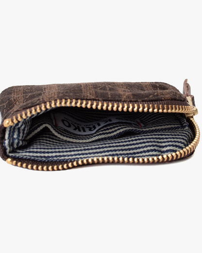 Kiriko Original Zipper Wallet, Dotted Brown Asanoha and Shima