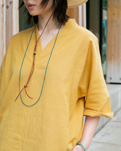 Kiriko x ToK, V-Neck Tunic, Sunflower Chijimi
