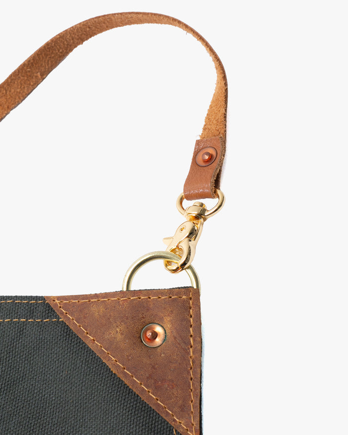 Kokoro Original Work Apron, Full, Canvas, Brown Pocket on Olive
