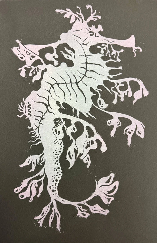 “Leafy Sea Dragon" Original Linocut Print by Olive Roberts